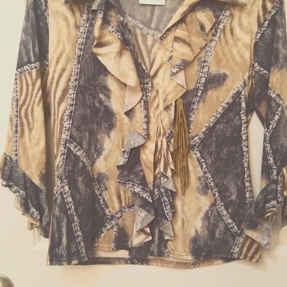 Morgan de Toi Shirt V- neckline Size M - Picture 6 of 8